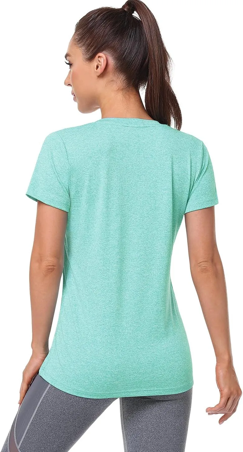 Xelky 3-4 Pack Women's Dry Fit Tshirt Short Sleeve Moisture Wicking Athletic Shirts Sport Activewear Tee V Neck Workout Top