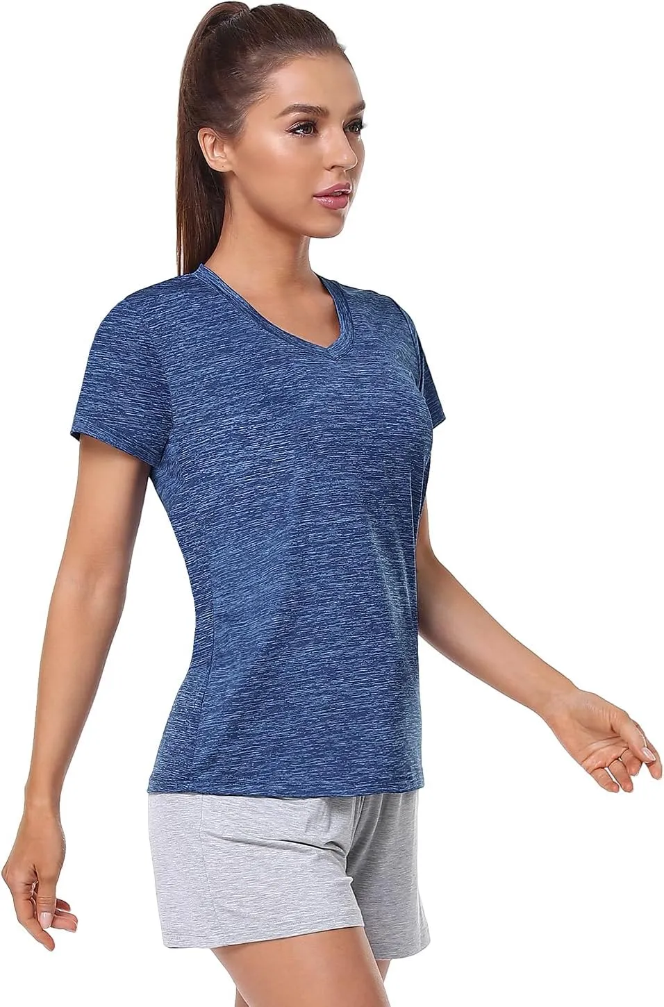 Xelky 3-4 Pack Women's Dry Fit Tshirt Short Sleeve Moisture Wicking Athletic Shirts Sport Activewear Tee V Neck Workout Top