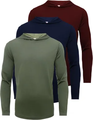 Yasumond Mens Multipack Athletic Long Sleeve T-Shirts Breathable Quick-Dry Workout Shirts with Hood