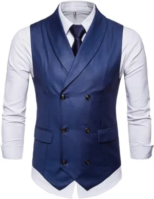 YFFUSHI Mens Slim Fit Dress Vest - Formal Turn Down Collar Premium Button Down Waistcoat