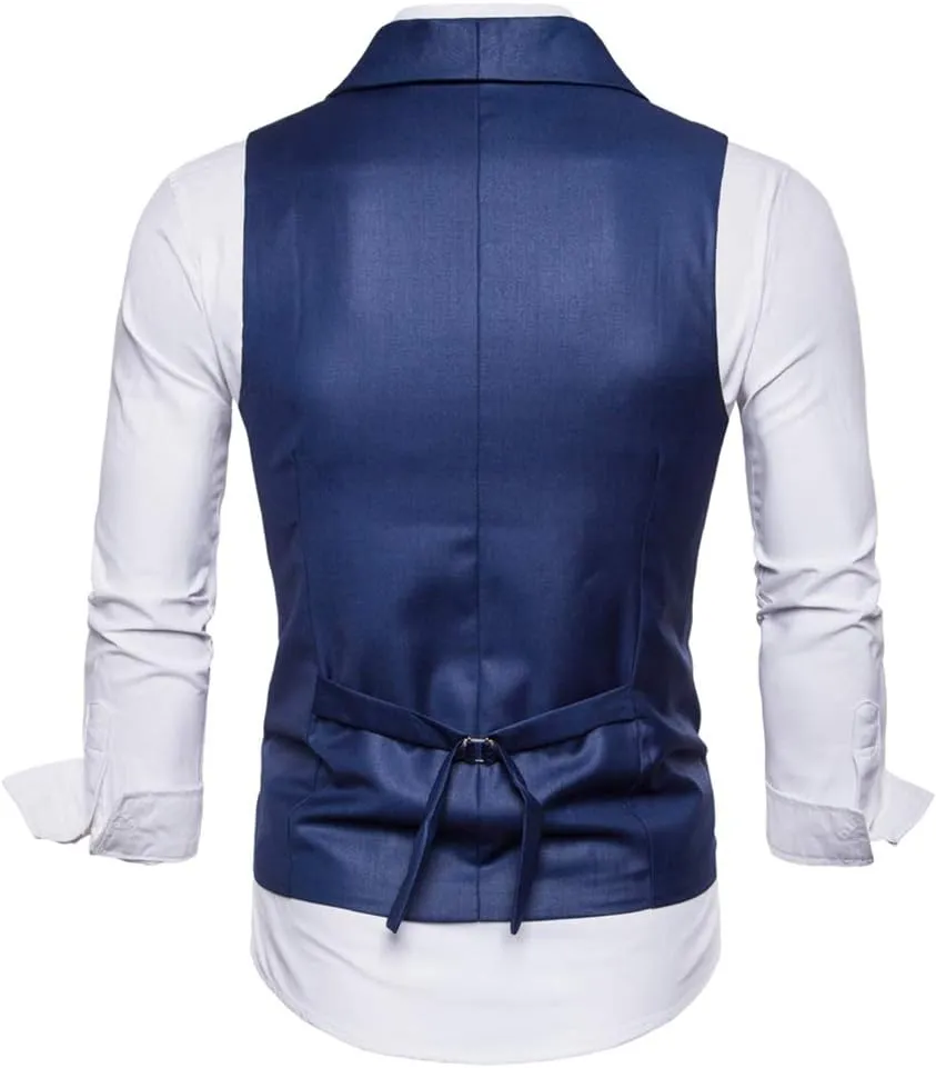 YFFUSHI Mens Slim Fit Dress Vest - Formal Turn Down Collar Premium Button Down Waistcoat