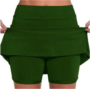 Yoga Skorts for Women Elastic Athletic Tennis Inner Shorts Tummy Control High Waist Strech Sports Skirts with Pockets