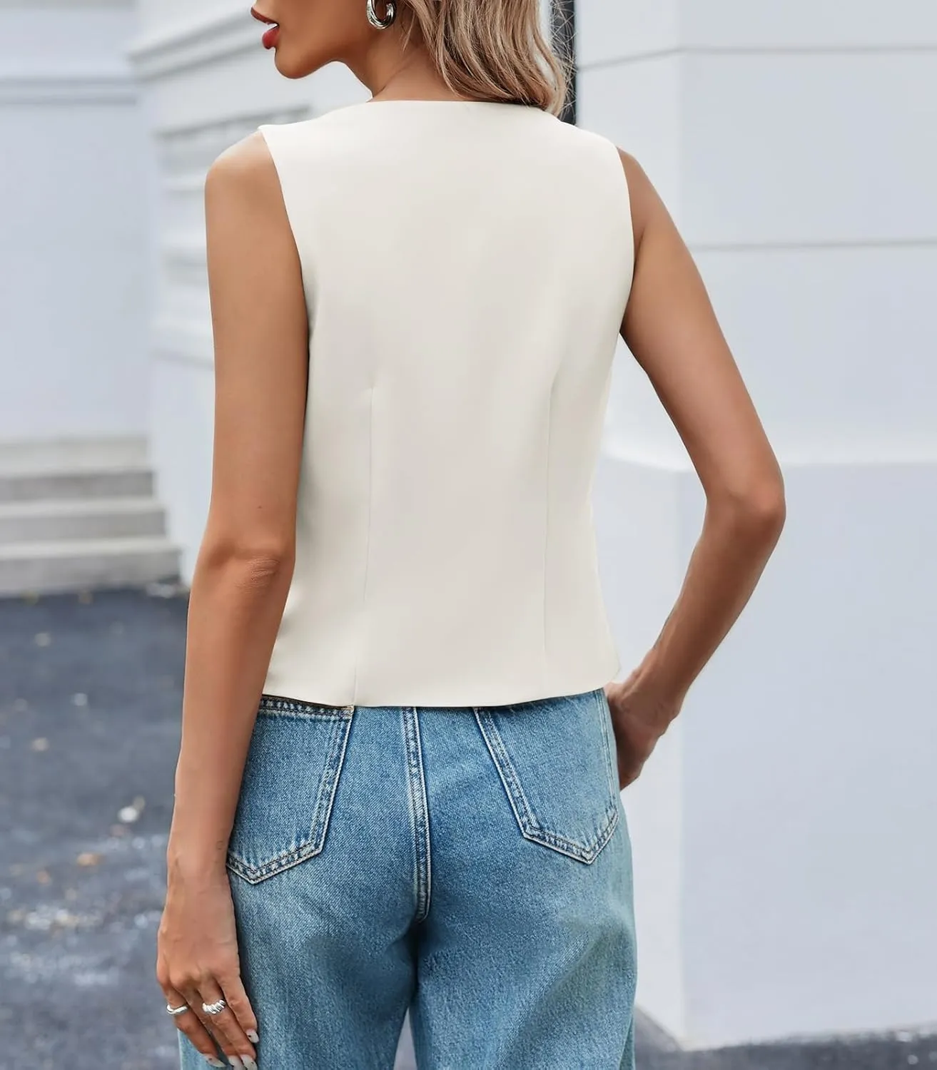 Yousify Womens Tie Front Vest Top Summer V Neck Sleeveless Tank Tops Spring Casual Cardigan 2025 Trendy