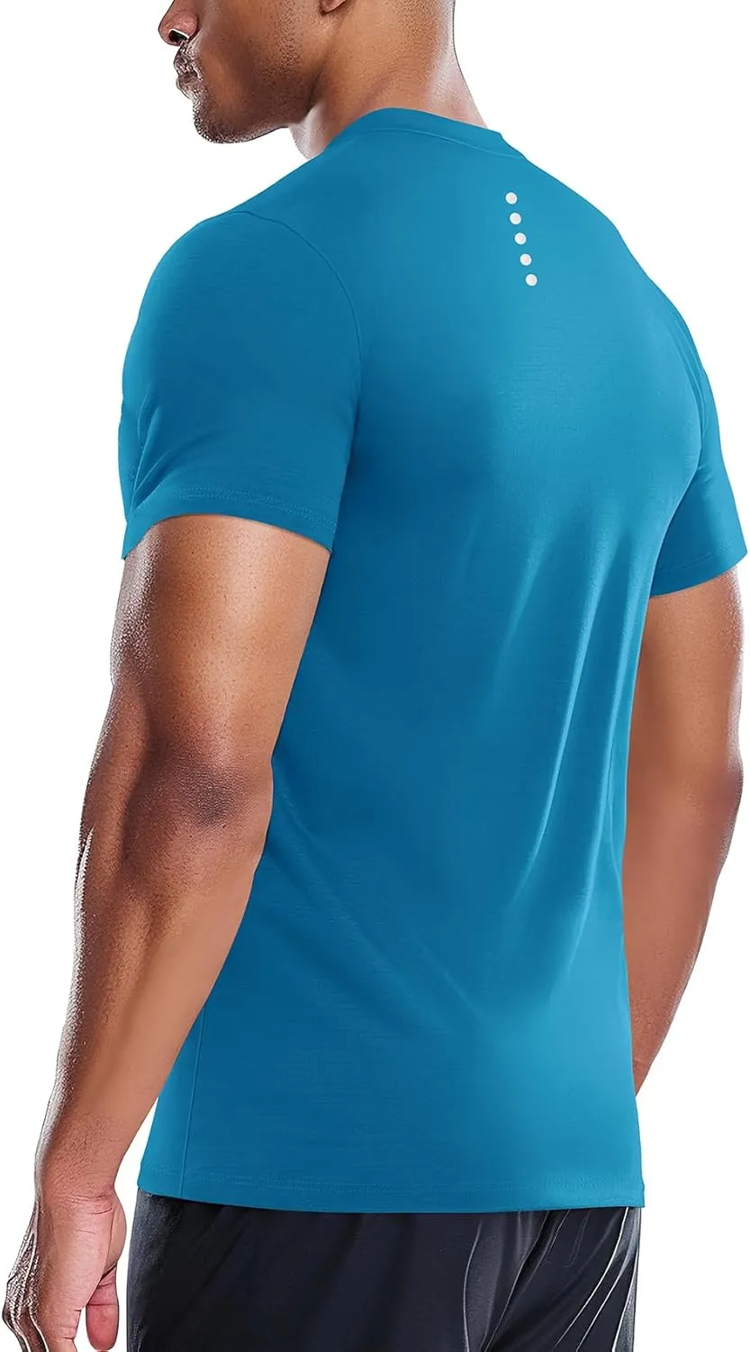 Zengjo Men's Workout Shirts Lightweight Quick Dry Gym Running Athletic Performance Tee Moisture Wicking Short Sleeve
