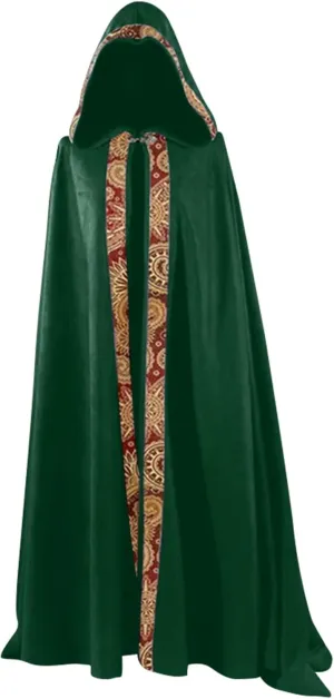 ZYXTIM Medieval Cloak Costume, Plus Size Mens Vintage Halloween Costume Hooded Cosplay Sorcerer Robe