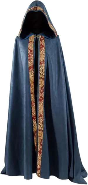 ZYXTIM Medieval Cloak Costume, Plus Size Mens Vintage Halloween Costume Hooded Cosplay Sorcerer Robe